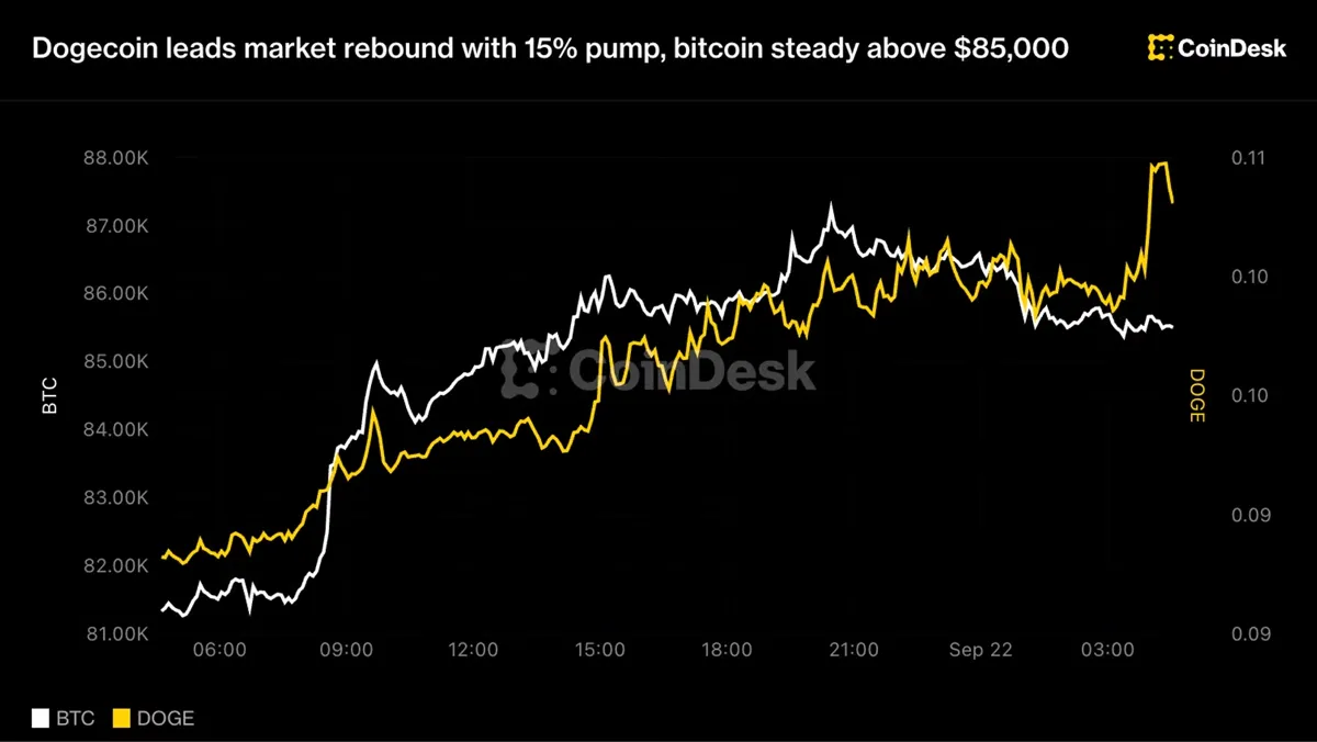 Bitcoin: Dogecoin, %15'lik Artışla Piyasa Toparlanmasına Liderlik Ediyor haber görseli